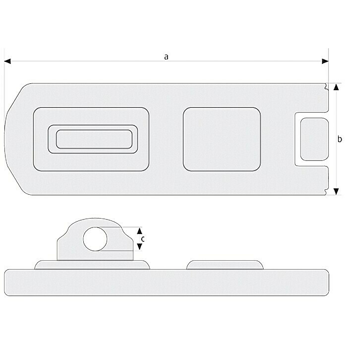 Abus Überfalle 200Maße Überfalle: 75 x 29 mm, Durchmesser Öse: 9 mm, Stahl Front View