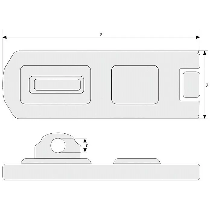 Abus Gelenk-Überfalle 110Maße Überfalle: 155 x 45 mm, Durchmesser Öse: 12,2 mm, Stahl Front View