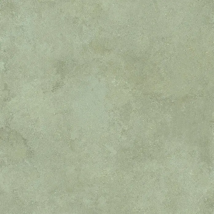 Feinsteinzeug in grüner Betonoptik 120x120 - Italienische Fliesen -  - Strukturierte grünlich-graue Fliese mit subtiler, melierter Oberfläche.