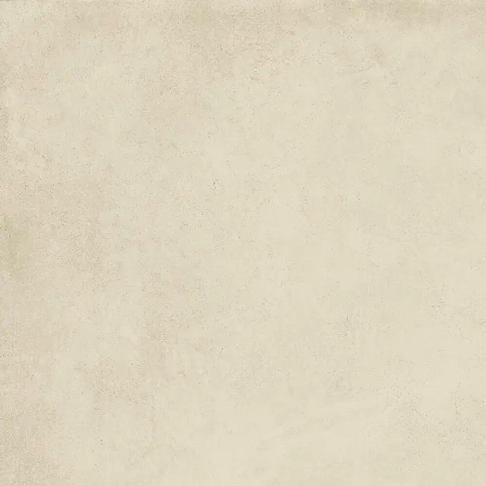 Feinsteinzeug in gewachster elfenbeinfarbener Betonoptik 80x80 -  - Creme-farbene strukturierte Oberfläche mit feinen, subtilen Rissen und Sprenkeln.