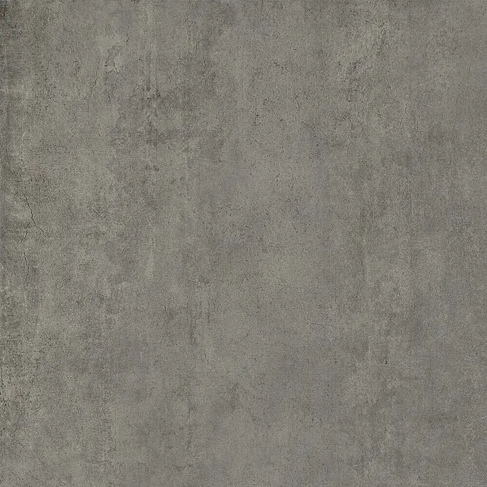 Feinsteinzeug in zeitgenössischer dunkelgrauer Betonoptik 60x60 -  - Texturierte dunkelgraue Oberfläche mit Betonoptik, feinen Variationen und kleinen Rissen.