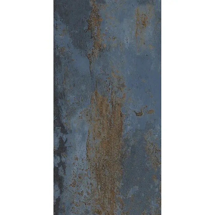 Feinsteinzeug in blauer Metalloptik 30x60 - Italienische Fliesen -  - Dunkelblau-graue verwitterte Metalltextur mit ausgeprägter Rostfärbung.