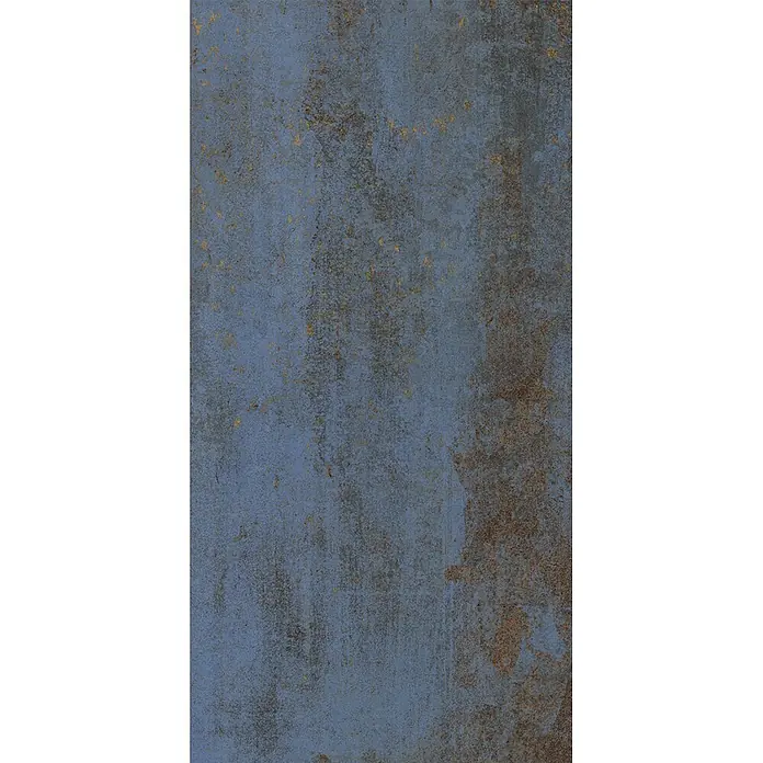 Feinsteinzeug in blauer Metalloptik 30x60 - Italienische Fliesen -  - Strukturierte blaugraue Metalloberfläche mit natürlichen Rosteffekten.