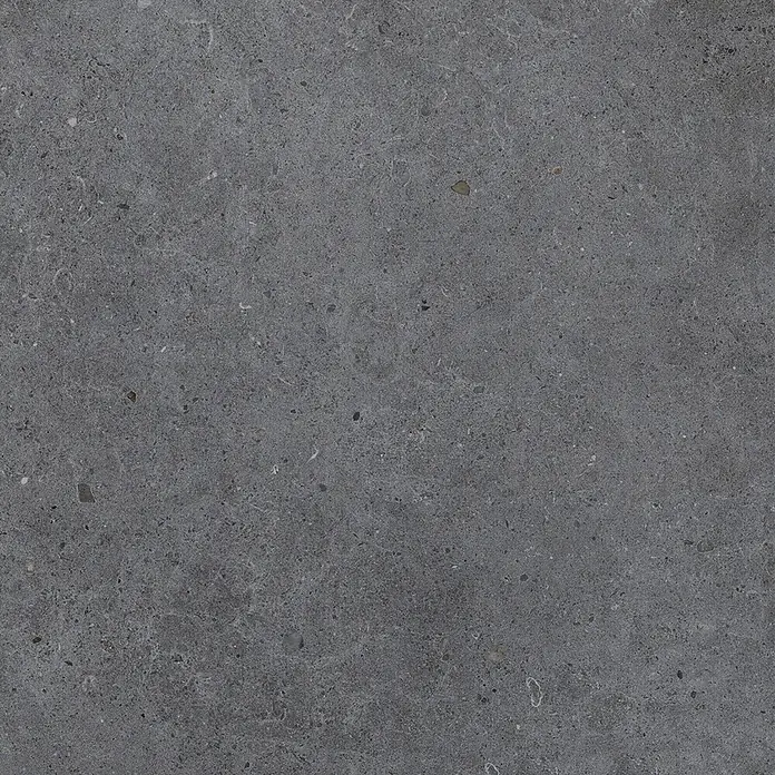 Feinsteinzeug in anthrazit Betonoptik 60x60 - Italienische Fliesen -  - Dunkelgraue Steinstruktur mit hellen Sprenkeln.