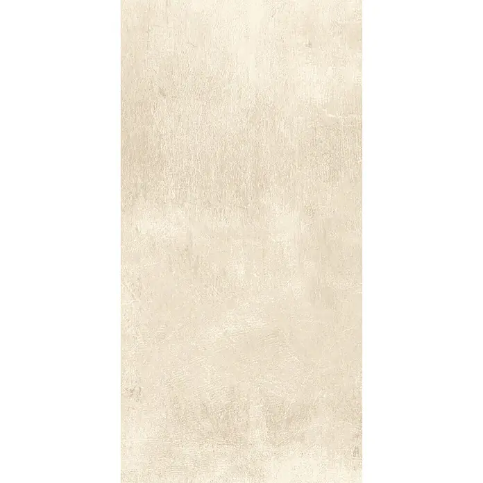 Feinsteinzeug in elfenbeinfarbener Harzoptik 30x60 - Italienische Fliesen -  - Heller beiger strukturierter Hintergrund mit einer verwitterten, putzartigen Oberfläche und leichten Kratzern.
