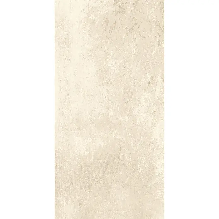 Feinsteinzeug in elfenbeinfarbener Harzoptik 30x60 - Italienische Fliesen -  - Helle beigefarbene distressed Putzstruktur mit feinen Kratzern und melierten Mustern, ideal als Vintage-Hintergrund.