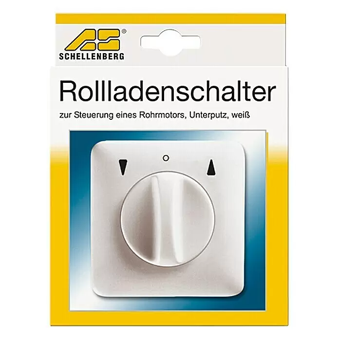 Schellenberg Interruptor para persianas - Botón giratorio, Específico para: Persianas, toldos y estores motorizados - Interruptor de persiana empotrable blanco con perilla giratoria y flechas arriba/abajo para motor tubular.