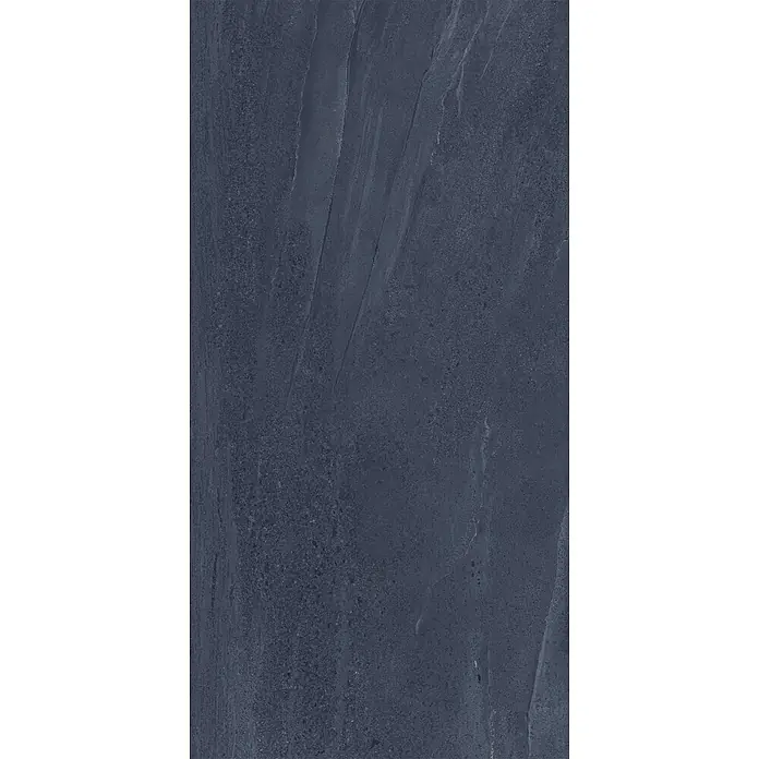 Feinsteinzeug in edler schwarzer Steinoptik 60x120 - Italienische Fliesen -  - Dunkelgraue strukturierte Oberfläche mit natursteinähnlichen Mustern.