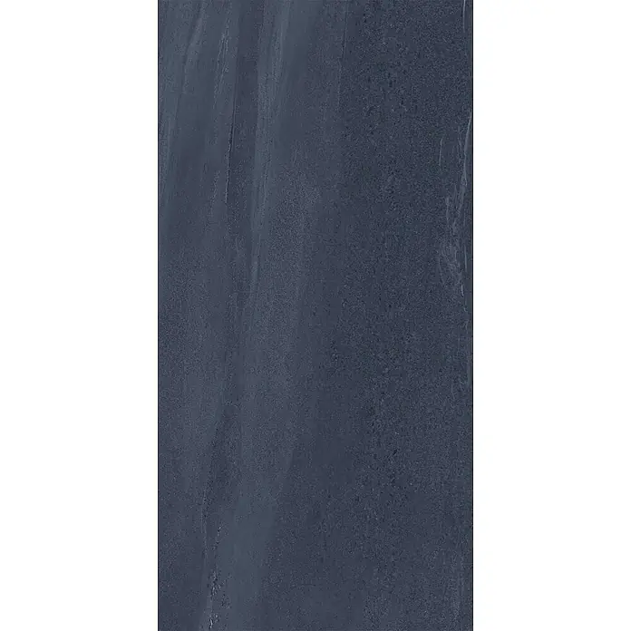 Feinsteinzeug in edler schwarzer Steinoptik 60x120 - Italienische Fliesen -  - Dunkelblau-graue, texturierte Platte, die Naturstein oder Beton ähnelt.