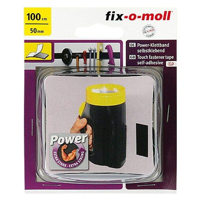 Fix-o-moll Klettband Power1 m x 50 mm, Selbstklebend Front View