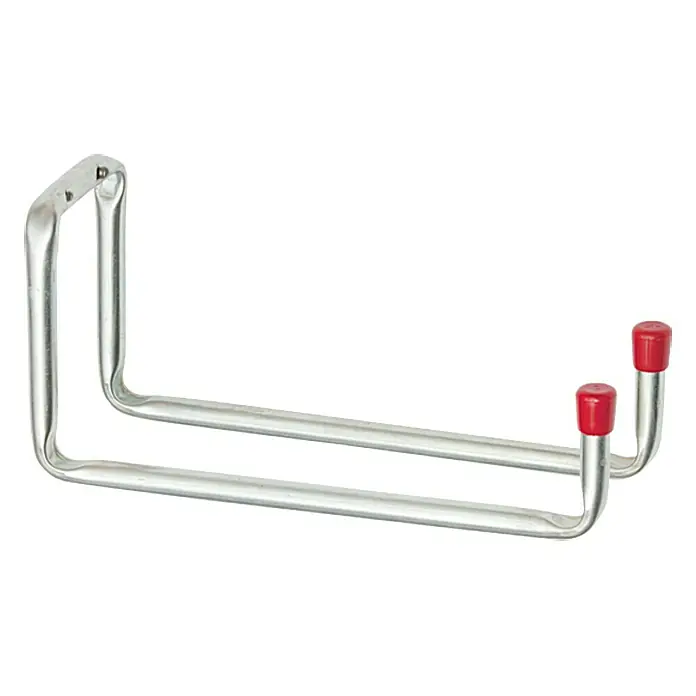 Connex Colgador para herramientas - L x Al: 32,5 x 12 cm, Carga soportada: 5 kg - Soporte de pared metálico con tapa roja para colgar herramientas o bicicletas en el garaje o taller.