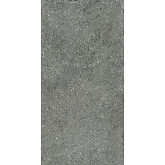 Feinsteinzeug Außen strukturierter grauer Betonoptik 60x120, R11 -  - Dunkelgraue, gesprenkelte Fliese in Betonoptik.