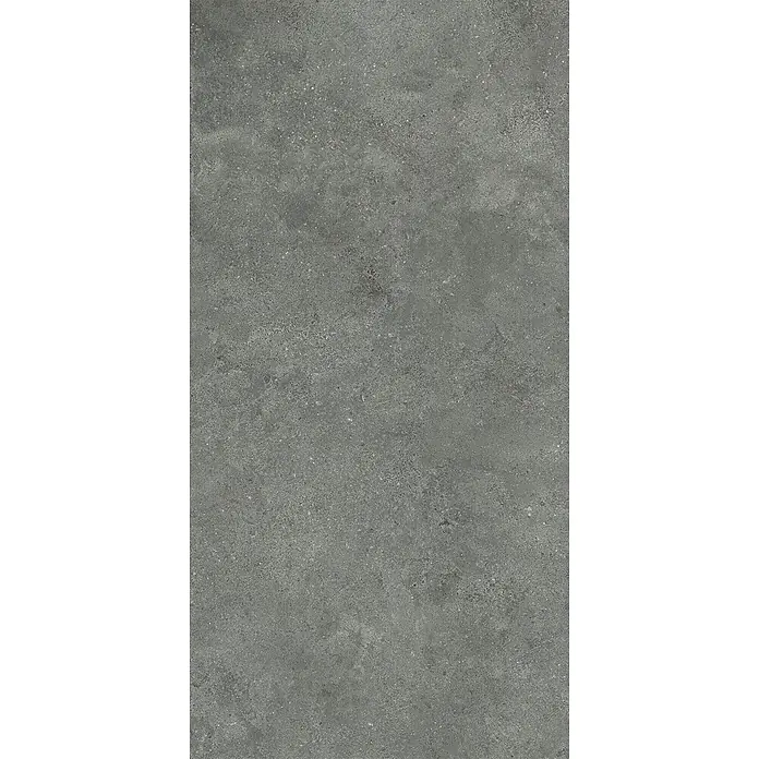 Feinsteinzeug Außen strukturierter grauer Betonoptik 60x120, R11 -  - Dunkelgraues, texturiertes Material, Beton- oder Steinoptik, mit feinen Sprenkeln.