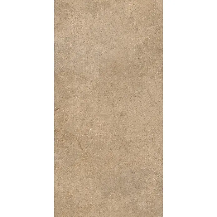 Feinsteinzeug-Fliese in strukturierter beiger Betonoptik 60x120 -  - Beige strukturierte Steinoberfläche.