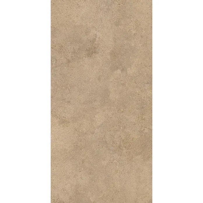 Feinsteinzeug-Fliese in strukturierter beiger Betonoptik 60x120 -  - Beige, körnige Stein- oder Fliesenoberfläche mit unregelmäßiger, natürlicher Textur.