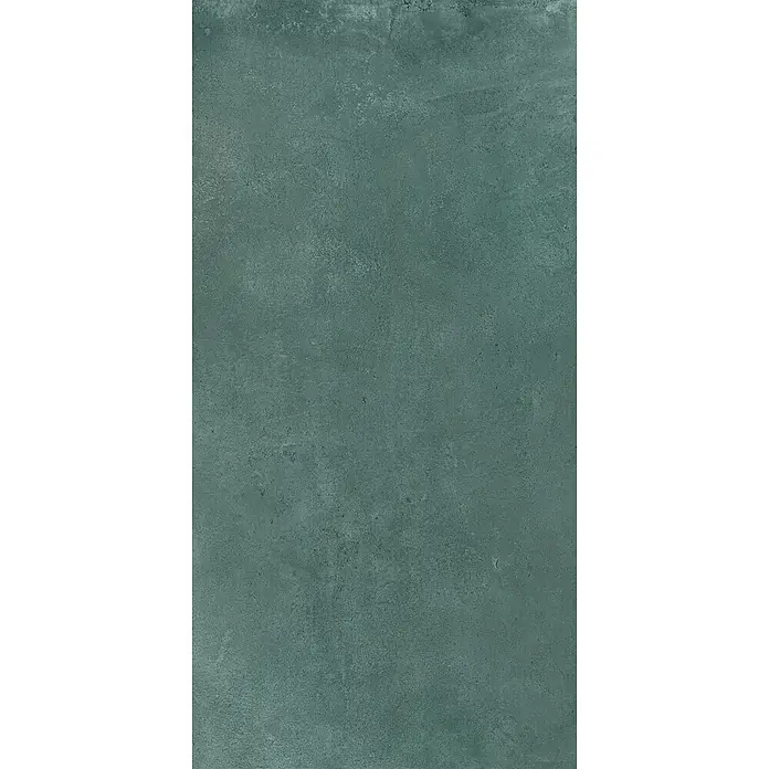 Feinsteinzeug in metallischer grüner Betonoptik 60x120 - Ital. Fliesen -  - Matte dunkelgrünblaue Zementoptik-Oberfläche für moderne Innenräume.