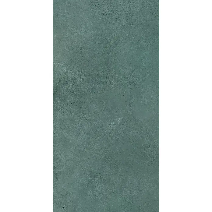 Feinsteinzeug in metallischer grüner Betonoptik 60x120 - Ital. Fliesen -  - Dunkeltürkise Betonoptik-Texturfläche für Fliesen oder Wände.