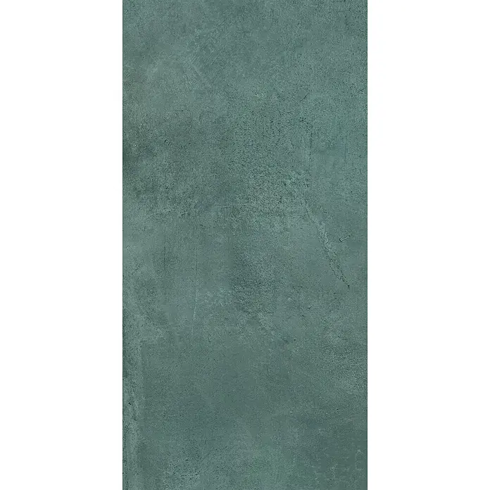 Feinsteinzeug in metallischer grüner Betonoptik 60x120 - Ital. Fliesen -  - Dunkle petrolgrüne, texturierte Oberfläche, ähnlich gealtertem Beton oder Putz.