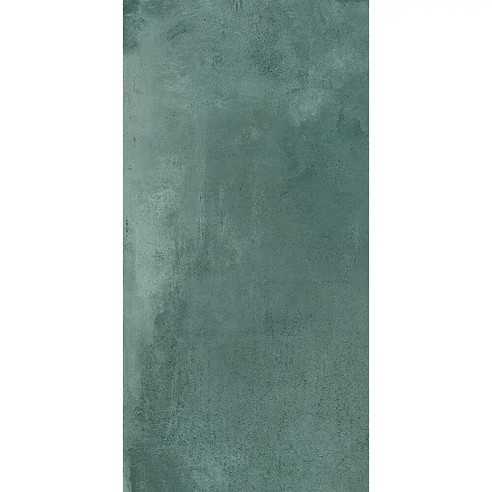 Feinsteinzeug in metallischer grüner Betonoptik 60x120 - Ital. Fliesen -  - Texturierte dunkelgrünblaue Oberfläche, ideal für Wände oder Böden.