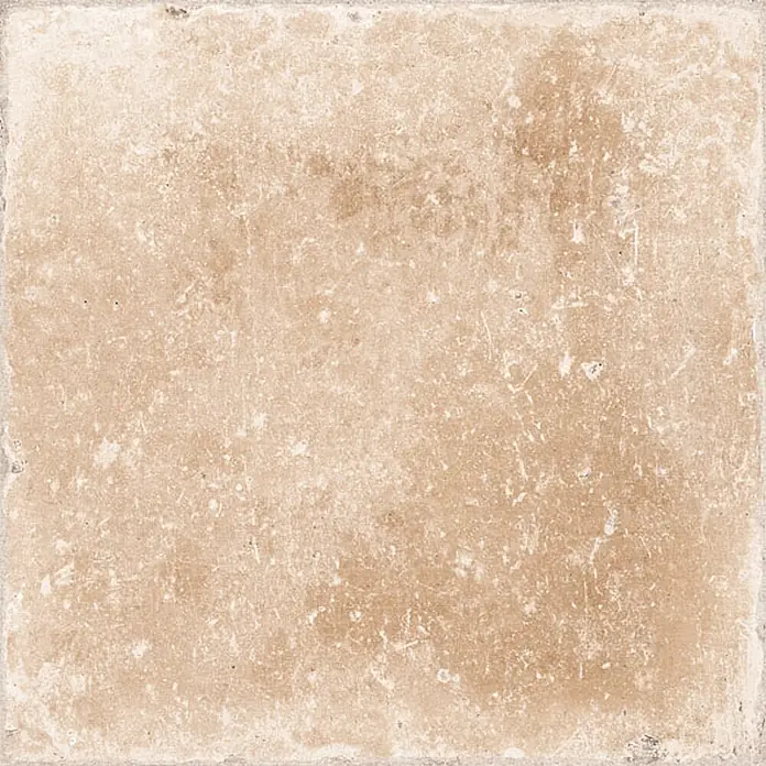Feinsteinzeug in natürlicher 04 Terrakottaoptik 30x30 - Ital. Fliesen -  - Strukturierte hellbraune Natursteinfliese mit unebener Oberfläche und rustikalen, unregelmäßigen Kanten.