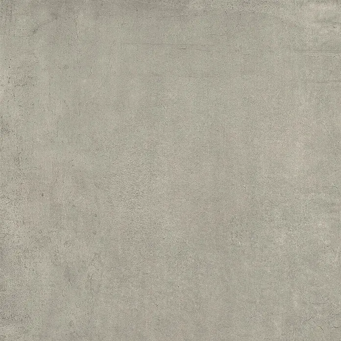 Feinsteinzeug in zeitgenössischer grauer Betonoptik 60x60 - Ital. Fliesen -  - Hellgraue, texturierte Oberfläche, ähnlich Beton oder Zement, mit feinen Rissen.