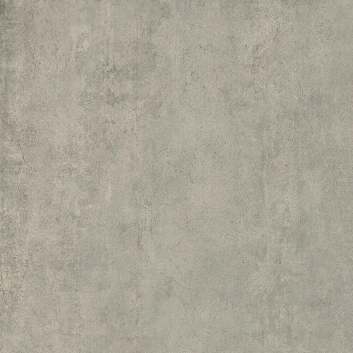 Feinsteinzeug in zeitgenössischer grauer Betonoptik 60x60 - Ital. Fliesen -  - Hellgraue Betontextur mit feinen Rissen und leichten Variationen.