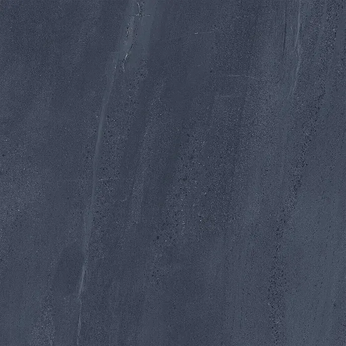 Feinsteinzeug in schwarzer Steinoptik 120x120 - Italienische Fliesen -  - Dunkelblau-graue Natursteintextur mit subtilen helleren Adern und feinen Sprenkeln.