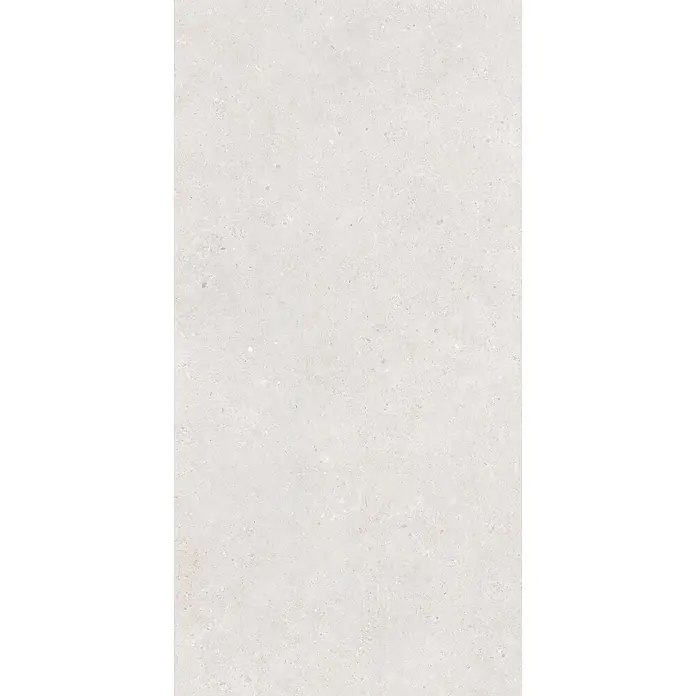 Feinsteinzeug in matter weißer Betonoptik 60x120 - Italienische Fliesen -  - Hellgraue Terrazzo-Textur mit feinen, mehrfarbigen Sprenkeln.