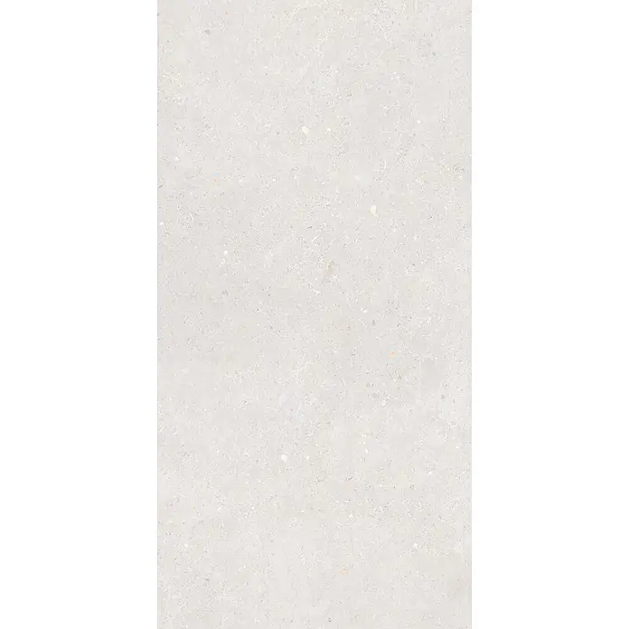 Feinsteinzeug in matter weißer Betonoptik 60x120 - Italienische Fliesen -  - Hellgrauer Stein oder Terrazzo mit feinen, mehrfarbigen Sprenkeln und dezenten Mustern.