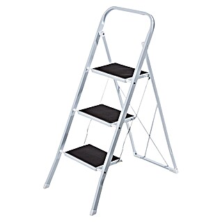 Escalerilla plegable (Número de peldaños: 3 ud., Altura de trabajo: 2,7 m, Carga soportada: 150 kg, Metal)