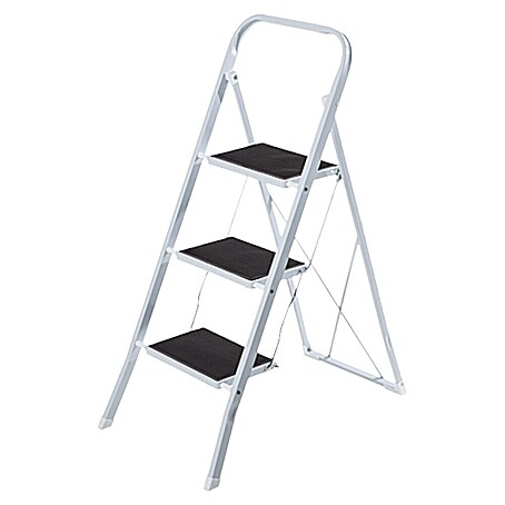 Escalerilla plegable (Número de peldaños: 3 ud., Altura de trabajo: 2,7 m, Carga soportada: 150 kg, Metal)