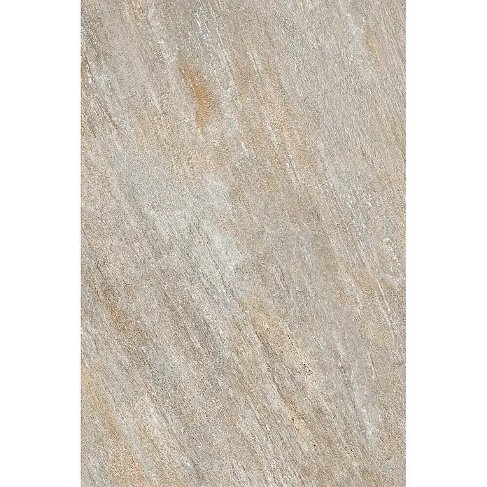 Feinsteinzeug in grauer Steinoptik 60x90, 20 mm, rutschhemmend -  - Strukturierte hellbraun-graue Stein- oder Keramikfliese mit diagonalen Streifen.
