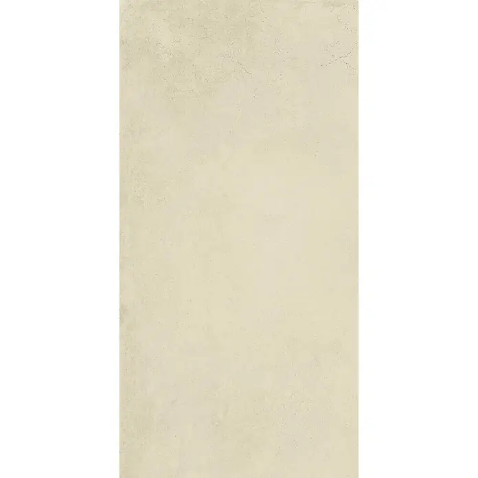 Feinsteinzeug in gewachster elfenbein Betonoptik 60x120 - Ital. Fliesen -  - Helle beige Texturoberfläche mit feinen Rissen und Sprenkeln, ähnlich Beton oder Putz.