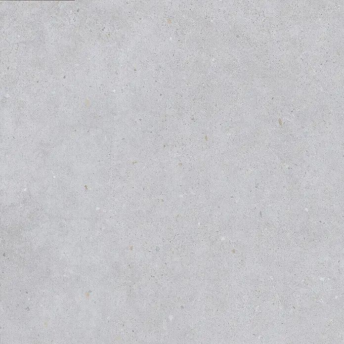 Feinsteinzeug in matter hellgrauer Betonoptik 80x80 - Italienische Fliesen -  - Hellgraue gesprenkelte Betonoberfläche.
