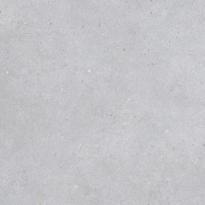 Feinsteinzeug in matter hellgrauer Betonoptik 80x80 - Italienische Fliesen -  - Hellgraue gesprenkelte Steinstruktur, ideal für moderne Boden- oder Wandbeläge.