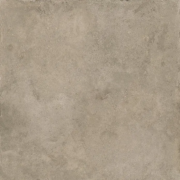 Feinsteinzeug in hellgrauer Betonoptik 120x120 - Italienische Fliesen -  - Texturierte graubraune Betonfliese mit natürlichen Variationen, geeignet für Boden oder Wand.