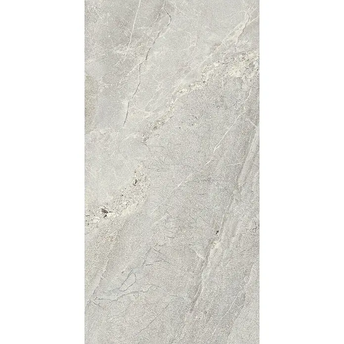 Feinsteinzeug in grauer Steinoptik 60x120, 20 mm, rutschhemmend -  - Hellgraue Marmoroptik-Fliese mit feiner Maserung und natürlicher Textur.