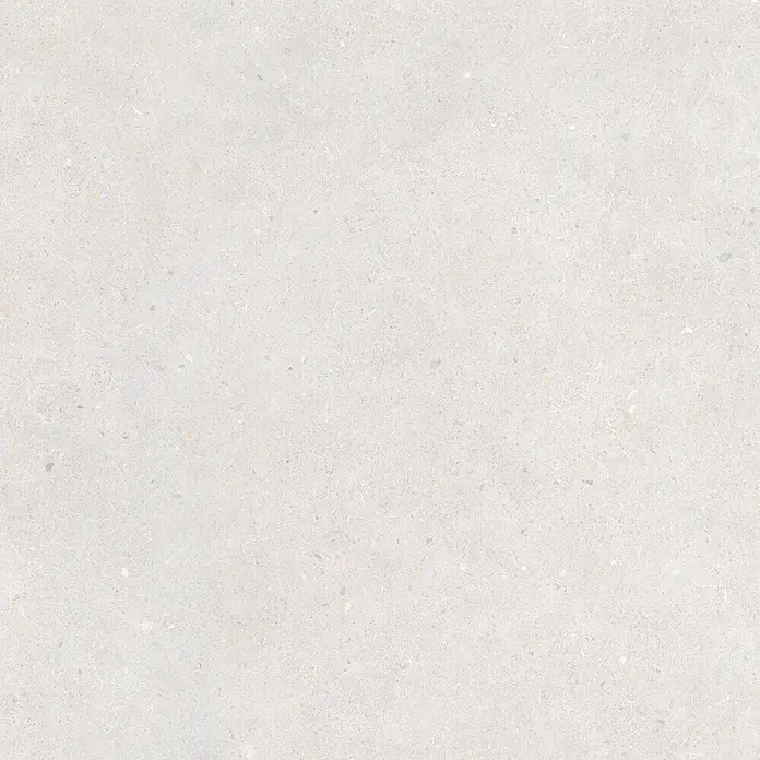 Feinsteinzeug in matter weißer Betonoptik 80x80 - Italienische Fliesen -  - Hellgraue gesprenkelte Terrazzoplatte mit strukturierter, moderner Betonoptik für Böden oder Wände.
