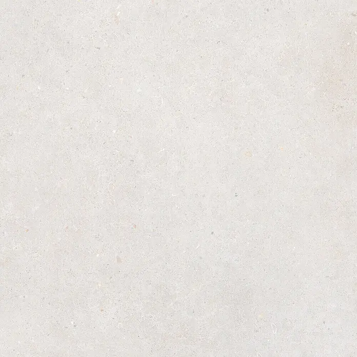 Feinsteinzeug in matter weißer Betonoptik 80x80 - Italienische Fliesen -  - Helle, gesprenkelte Steinstruktur mit feinen Zuschlagstoffen.