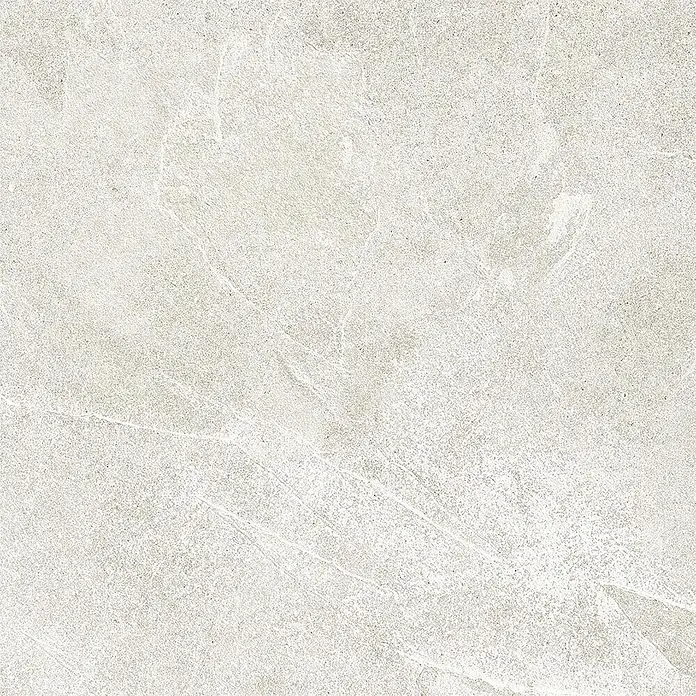 Feinsteinzeug in weißer Steinoptik 60x60, 20 mm, rutschhemmend -  - Texturierte hellgraue Fliese mit feiner weißer Maserung, matte Oberfläche, ideal für moderne Bereiche.