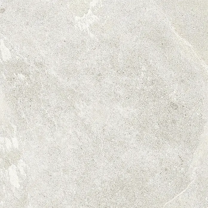 Feinsteinzeug in weißer Steinoptik 60x60, 20 mm, rutschhemmend -  - Hellgraue Feinsteinzeugfliese in Steinoptik mit subtiler Maserung und texturierter Oberfläche für Böden und Wände.