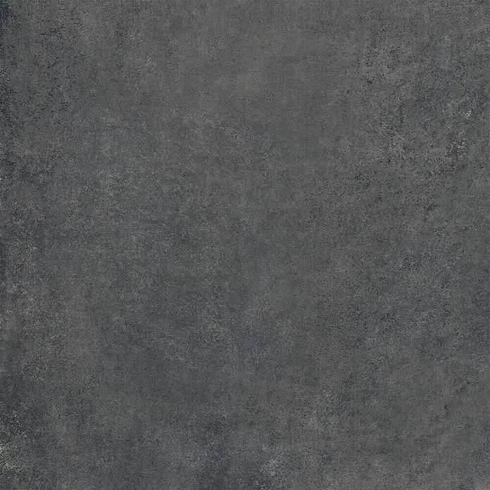 Feinsteinzeug in moderner schwarzer Betonoptik 80x80 - Italienische Fliesen -  - Dunkelgraue, strukturierte Oberfläche, die Beton oder Stein ähnelt.