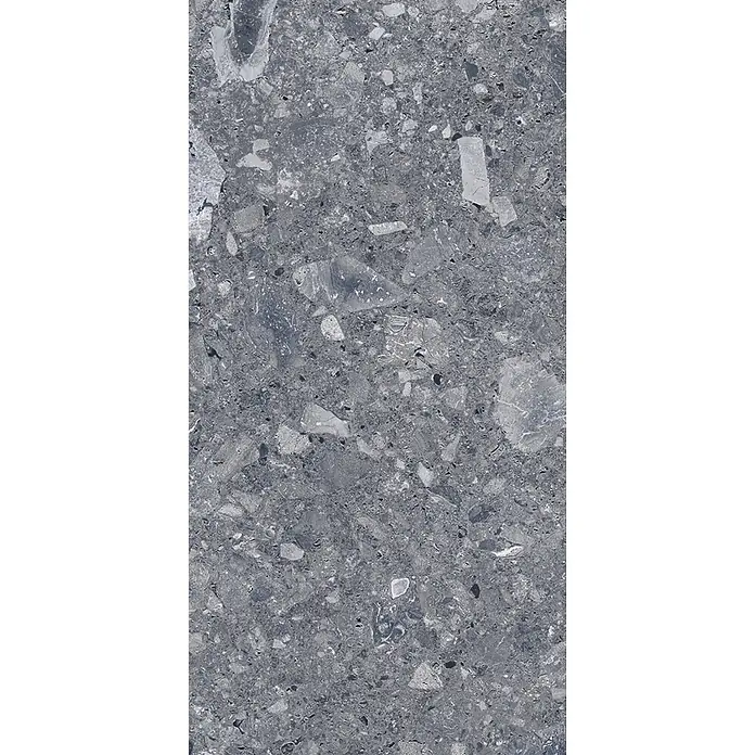 Feinsteinzeug in matter anthrazitfarbener Steinoptik 30x60 - Ital. Fliesen -  - Dunkelgraue gesprenkelte Steinoberfläche.