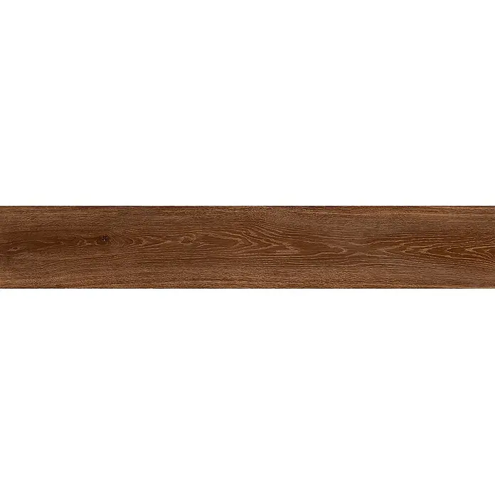 Feinsteinzeug in brauner Holzoptik 20x120 - Italienische Fliesen -  - Dunkelbraune Holzdiele mit natürlicher Maserung und kleinem Ast.
