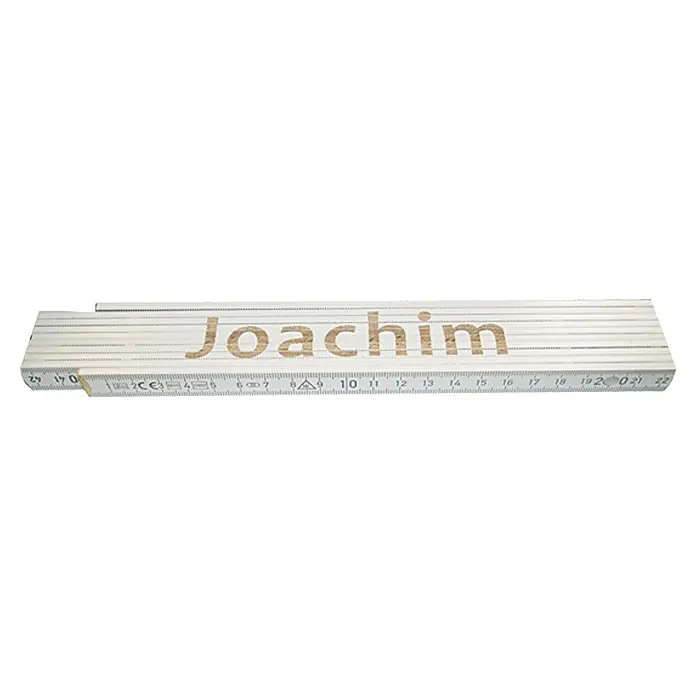 Zollstock - Aufdruck: Joachim, 2 m - Ein Zollstock mit der Aufschrift "Joachim", ideal für genaue Messungen und als persönliches Geschenk.