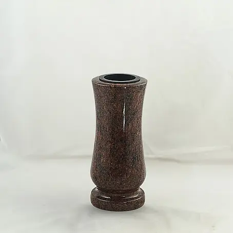 Grabvase Taille-medium, ØxH: 12x25 cm, Granit, Vanga, Rotbraun