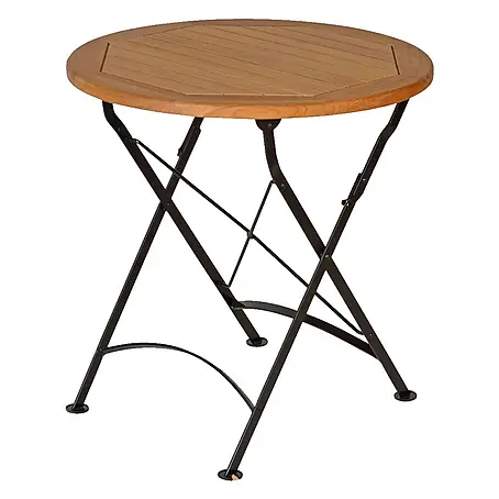 Teak Klapptisch rund 70 cm Massivholz wetterfest für Balkon Terrasse Garten