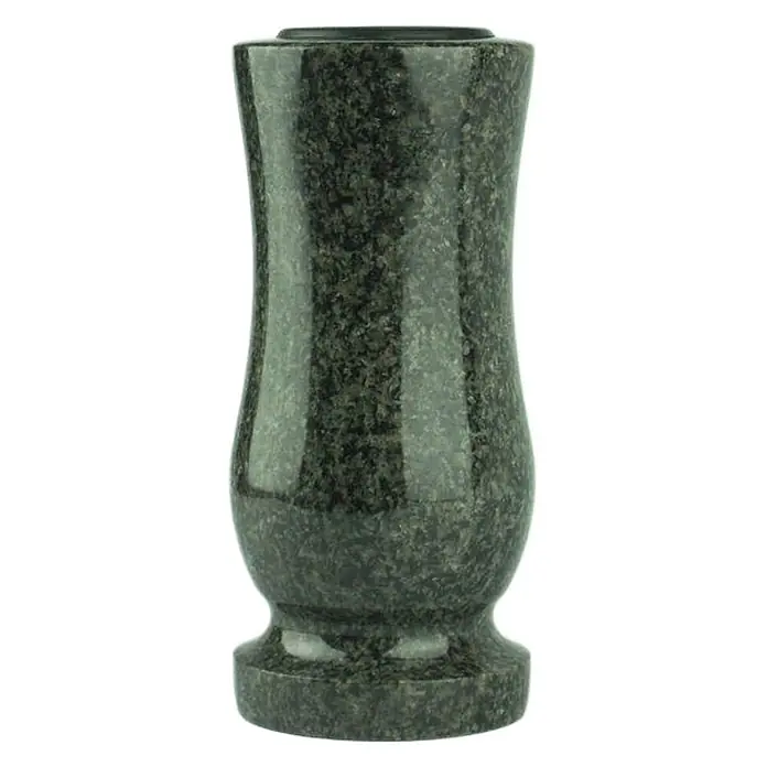 Grabvase Taille-medium, ØxH: 12x25 cm, Granit, Nero Impala, Schwarz-Grau -  - Polierte dunkelgraue Granit-Blumenvase mit traditionell geschwungener Form.