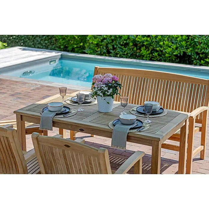 Teak Gartentisch 150 x 80 cm Holztisch wetterfest perfekt verarbeitet online kaufen bei BAUHAUS
