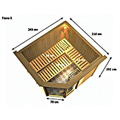 Karibu Systemsauna Fiona 3 (Mit 9 kW Saunaofen mit integrierter Steuerung, 196 x 231 x 198 cm, Mit Dachkranz und Beleuchtung)